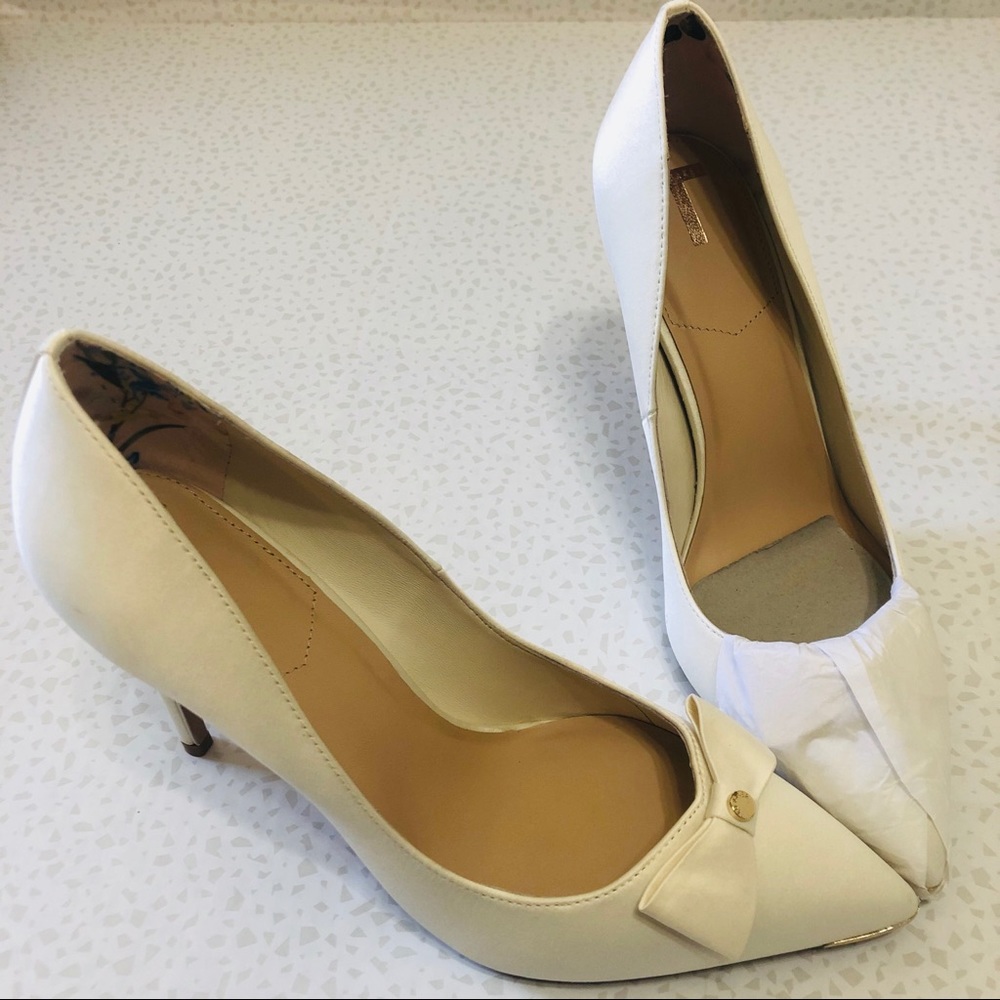 Ted Baker London Women’s Lilana Satin Bow High Heel Court Shoes Ivory Size 10.5 - Picture 6 of 12